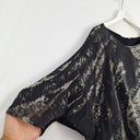 Second-Hand - Morrison Grey Graphic Dolman Sleeve Silk Top Size S - SwapUp