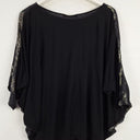Second-Hand - Morrison Grey Graphic Dolman Sleeve Silk Top Size S - SwapUp