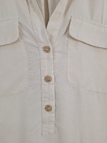 Second-Hand - Witchery Breezy Pearl Button Up Shirt Size 8 - SwapUp