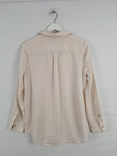 Second-Hand - Witchery Breezy Pearl Button Up Shirt Size 8 - SwapUp