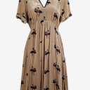 Second-Hand - Cooper Beige Crushed Velvet Flamingo Dress Size 6 - SwapUp