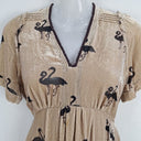 Second-Hand - Cooper Beige Crushed Velvet Flamingo Dress Size 6 - SwapUp
