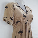 Second-Hand - Cooper Beige Crushed Velvet Flamingo Dress Size 6 - SwapUp