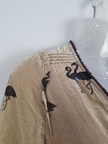 Second-Hand - Cooper Beige Crushed Velvet Flamingo Dress Size 6 - SwapUp