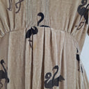 Second-Hand - Cooper Beige Crushed Velvet Flamingo Dress Size 6 - SwapUp