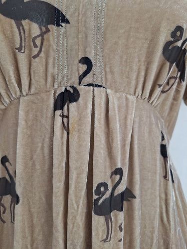 Second-Hand - Cooper Beige Crushed Velvet Flamingo Dress Size 6 - SwapUp