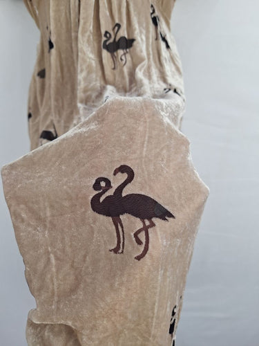 Second-Hand - Cooper Beige Crushed Velvet Flamingo Dress Size 6 - SwapUp