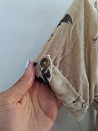 Second-Hand - Cooper Beige Crushed Velvet Flamingo Dress Size 6 - SwapUp