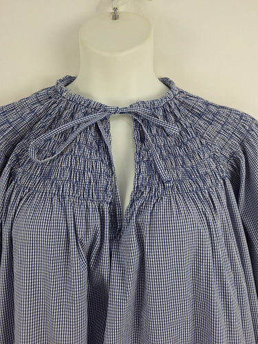 Second-Hand - Kinney Blue Micro Gingham Babydoll Dress Size M - SwapUp
