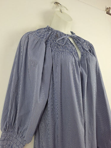 Second-Hand - Kinney Blue Micro Gingham Babydoll Dress Size M - SwapUp