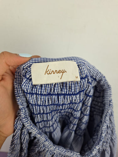 Second-Hand - Kinney Blue Micro Gingham Babydoll Dress Size M - SwapUp