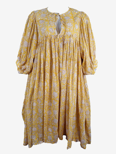 Daughters of India Sunshine Yellow Relaxed Flower Dress Size XL