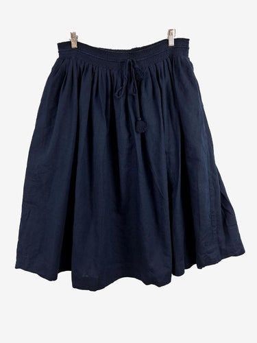 Country Road Navy Linen Blend Summer Midi Skirt Size 14