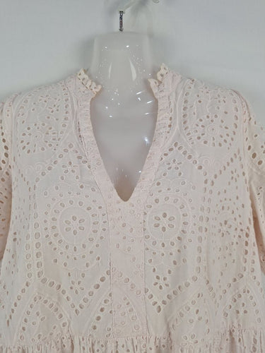 Second-Hand - Y.A.S Faint Apricot Broderie Anglaise Mini Dress Size M - SwapUp