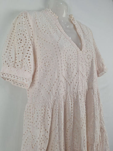 Second-Hand - Y.A.S Faint Apricot Broderie Anglaise Mini Dress Size M - SwapUp