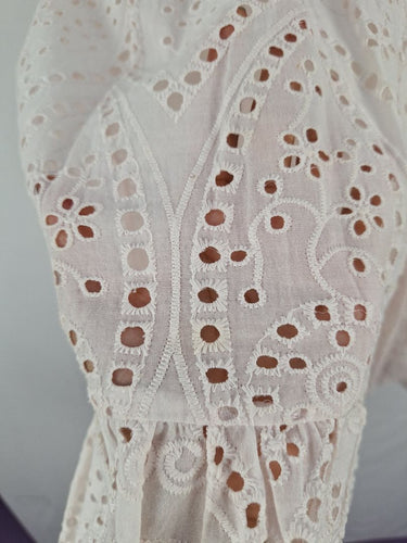Second-Hand - Y.A.S Faint Apricot Broderie Anglaise Mini Dress Size M - SwapUp