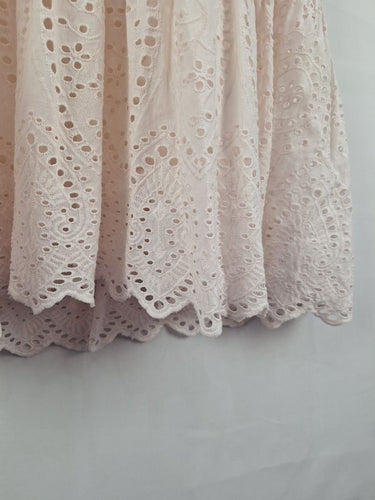 Second-Hand - Y.A.S Faint Apricot Broderie Anglaise Mini Dress Size M - SwapUp