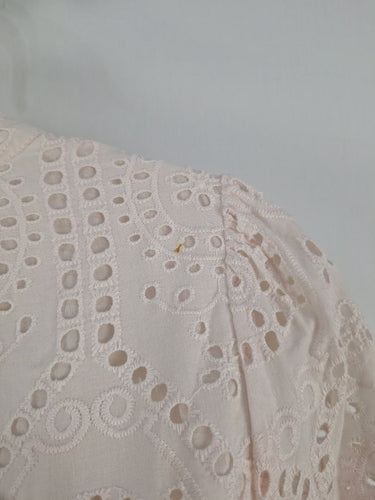 Second-Hand - Y.A.S Faint Apricot Broderie Anglaise Mini Dress Size M - SwapUp