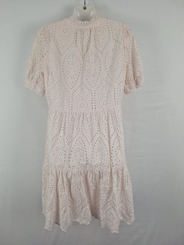 Second-Hand - Y.A.S Faint Apricot Broderie Anglaise Mini Dress Size M - SwapUp
