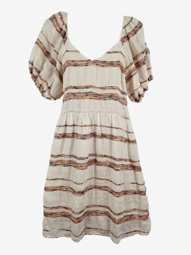 POL Linen Blend Shimmer Embroidery Threads Dress Size 10