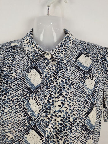 Second-Hand - M&S Blue Reptile Collared Mini Dress Size 10 - SwapUp