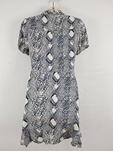 Second-Hand - M&S Blue Reptile Collared Mini Dress Size 10 - SwapUp