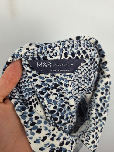 Second-Hand - M&S Blue Reptile Collared Mini Dress Size 10 - SwapUp