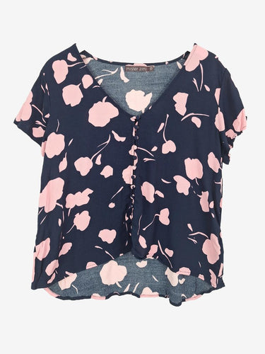 Mister Zimi Pink Floral V Neck Top Size 10