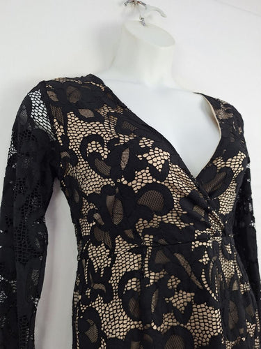 Second-Hand - Shilla Cocktail Lacey Overlay Stretch Mini Dress Size L - SwapUp