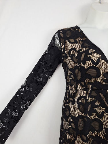 Second-Hand - Shilla Cocktail Lacey Overlay Stretch Mini Dress Size L - SwapUp