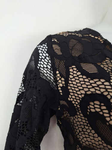 Second-Hand - Shilla Cocktail Lacey Overlay Stretch Mini Dress Size L - SwapUp
