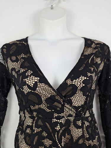 Second-Hand - Shilla Cocktail Lacey Overlay Stretch Mini Dress Size L - SwapUp