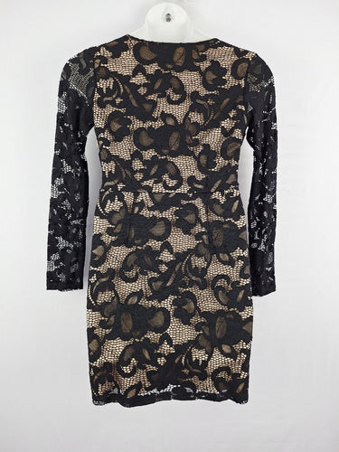 Second-Hand - Shilla Cocktail Lacey Overlay Stretch Mini Dress Size L - SwapUp