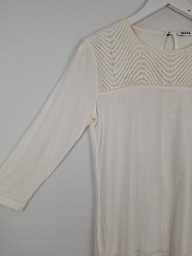 Second-Hand - Marcs Stretch Wavy Lace Panel Top Size S - SwapUp