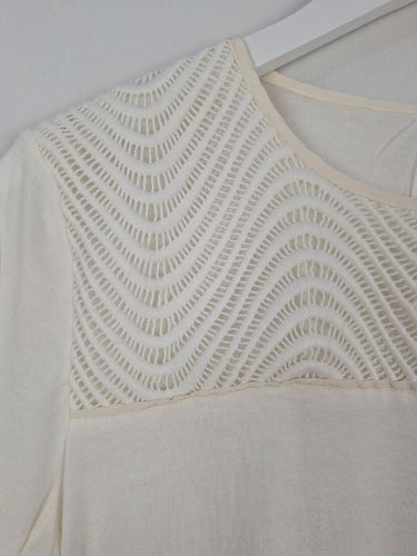 Second-Hand - Marcs Stretch Wavy Lace Panel Top Size S - SwapUp