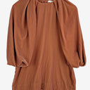Second-Hand - COS Dark Peach Crushed Velvet Puff Sleeve Top Size 6 - SwapUp