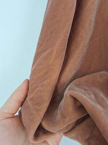 Second-Hand - COS Dark Peach Crushed Velvet Puff Sleeve Top Size 6 - SwapUp