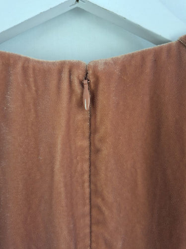 Second-Hand - COS Dark Peach Crushed Velvet Puff Sleeve Top Size 6 - SwapUp