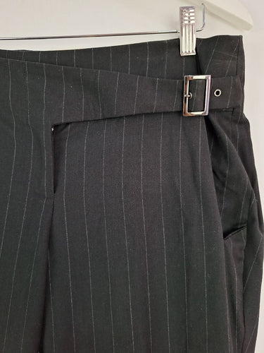 Second-Hand - ba&sh Front Buckle Pinstripe Pants Size 8 - SwapUp