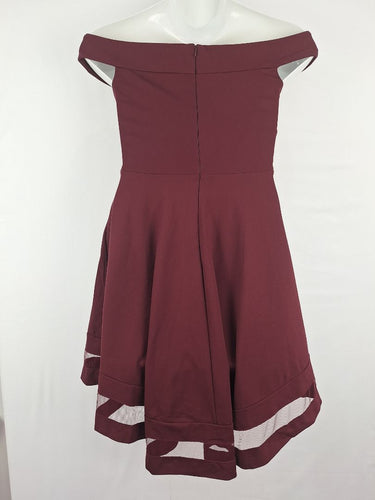 Second-Hand - Miss Anne Merlot Flare Midi Dress Size 12 - SwapUp