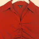 Second-Hand - Cue Burgundy Ruched Work Staple Shirt Size 12 - SwapUp