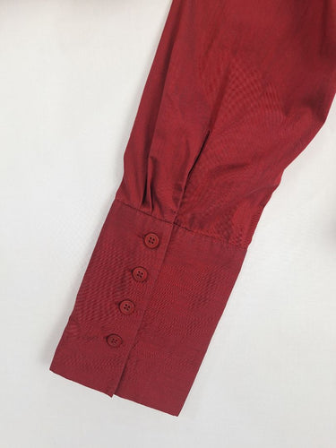 Second-Hand - Cue Burgundy Ruched Work Staple Shirt Size 12 - SwapUp