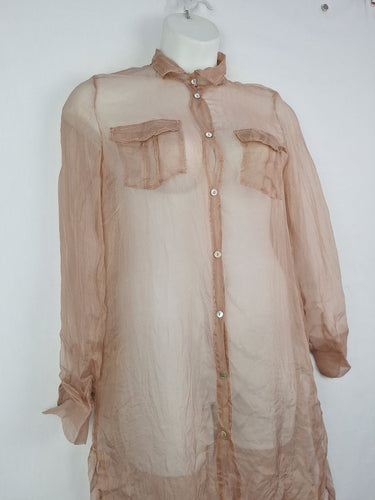 Second-Hand - Dixie Dusty Pink Silk Sheer Shirt Size M - SwapUp