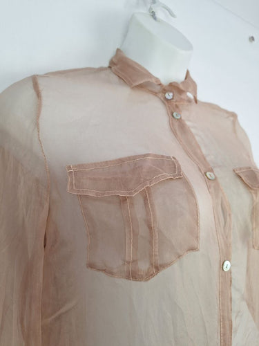 Second-Hand - Dixie Dusty Pink Silk Sheer Shirt Size M - SwapUp