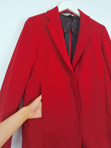 Second-Hand - Sportmax Scarlet Long Blazer Style Coat Size 6 - SwapUp