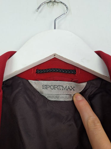Second-Hand - Sportmax Scarlet Long Blazer Style Coat Size 6 - SwapUp