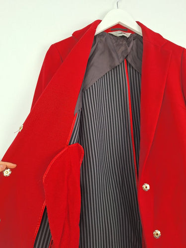 Second-Hand - Sportmax Scarlet Long Blazer Style Coat Size 6 - SwapUp
