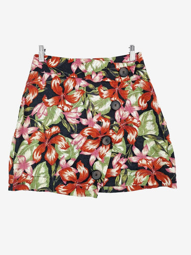 Country Road Linen Angular Button Frangipani Skirt Size 6