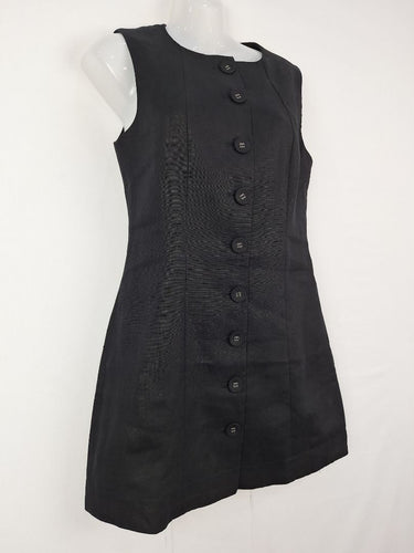 Second-Hand - Seed Staple Black Linen Office Dress Size 8 - SwapUp