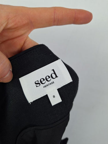 Second-Hand - Seed Staple Black Linen Office Dress Size 8 - SwapUp